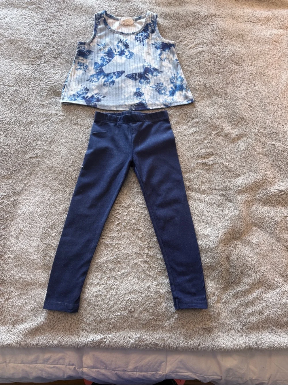 btween Blue and White Butterfly Tank with Navy Leggings Set 4T - Picture 7 of 8